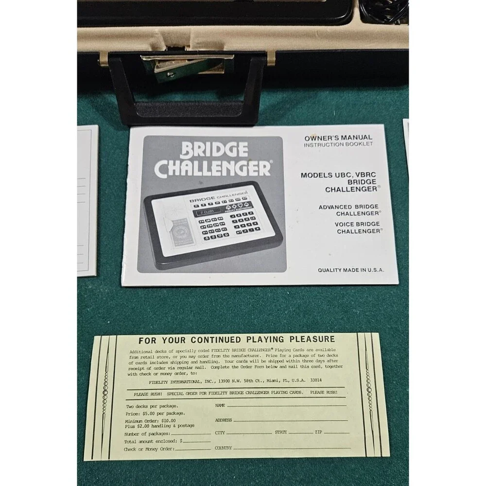 VTG 1981 Fidelity Bridge challenger electronic game RARE working Card Briefcase